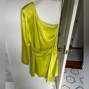 Lime one shoulder Amanda uprichard dress